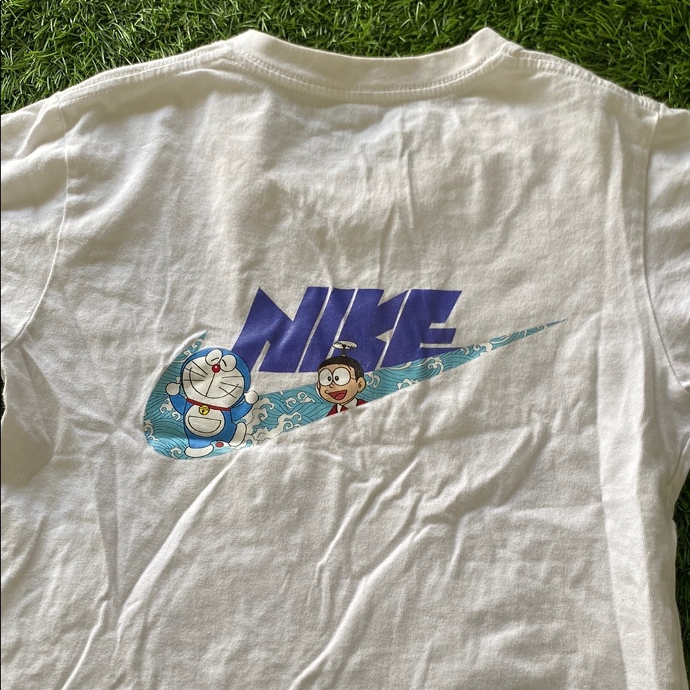 Nike White Tee with Blue Cartoon Design - DING DONG Boys T-shirt